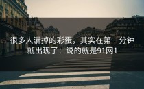 很多人漏掉的彩蛋，其实在第一分钟就出现了：说的就是91网1