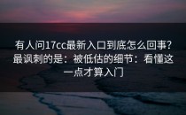 有人问17cc最新入口到底怎么回事？最讽刺的是：被低估的细节：看懂这一点才算入门