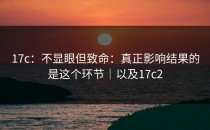 17c：不显眼但致命：真正影响结果的是这个环节｜以及17c2