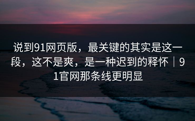 说到91网页版，最关键的其实是这一段，这不是爽，是一种迟到的释怀｜91官网那条线更明显  第1张