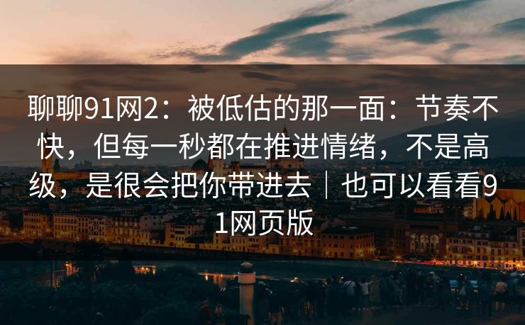 聊聊91网2：被低估的那一面：节奏不快，但每一秒都在推进情绪，不是高级，是很会把你带进去｜也可以看看91网页版  第1张
