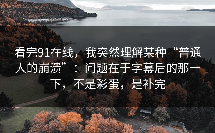 看完91在线，我突然理解某种“普通人的崩溃”：问题在于字幕后的那一下，不是彩蛋，是补完
