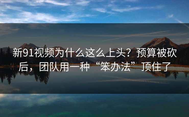 新91视频为什么这么上头？预算被砍后，团队用一种“笨办法”顶住了