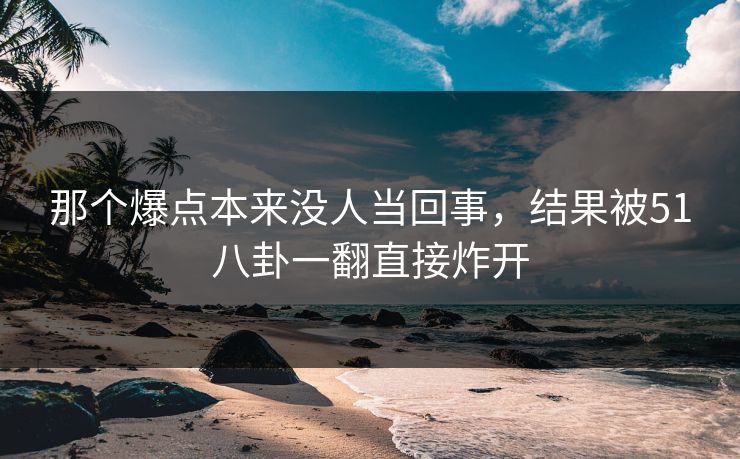 那个爆点本来没人当回事，结果被51八卦一翻直接炸开  第1张